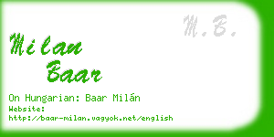 milan baar business card